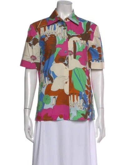 Pre-owned La Doublej Floral Print Short Sleeve Blouse In Multi