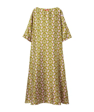 La Doublej Floral-print Silk Dress In Brown