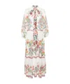 La Doublej Athena Printed Silk Chiffon Maxi Dress In White