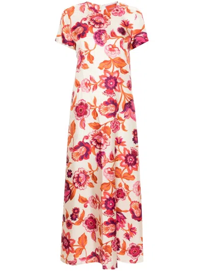 La Doublej Floral-print Silk Swing Dress In Multi
