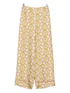 La Doublej Floral-print Silk Trousers In Brown