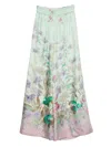 La Doublej Floral-print Silk Trousers In Green