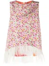 La Doublej Top Mit Blumen-print In Pink