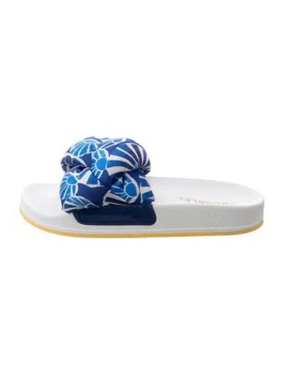 Pre-owned La Doublej Floral Print Slides In Blue