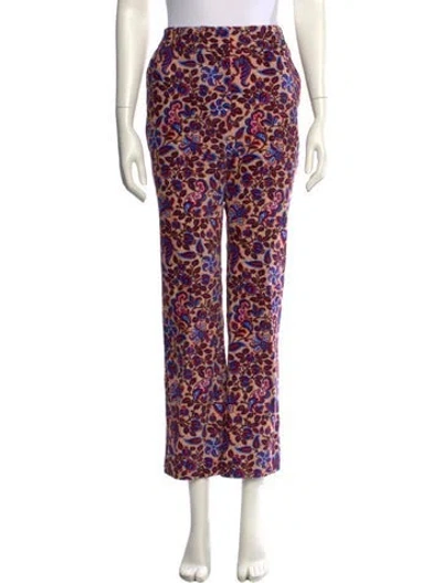 Pre-owned La Doublej Floral Print Straight Leg Pants In Blue