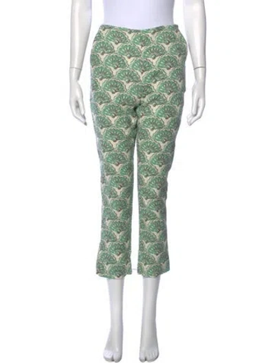 Pre-owned La Doublej Floral Print Straight Leg Pants In Green
