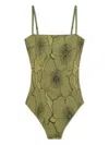 La Doublej Floral-print Swimsuit In Green