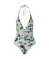 La Doublej Sexy Swimsuit In Zooflora Mini Light Blue In Blue