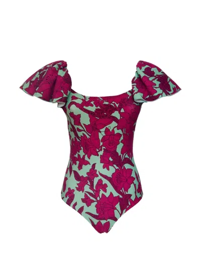 La Doublej Floral-print Swimsuit In Pink