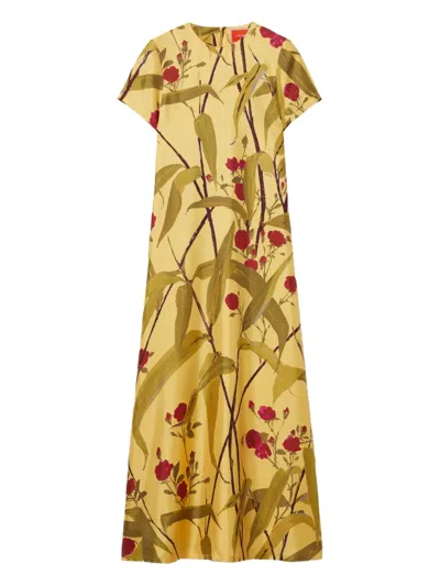 LA DOUBLEJ FLORAL-PRINT SWING MIDI DAY DRESS