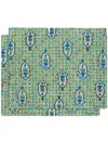 La Doublej Floral-print Table Mat Set In Green