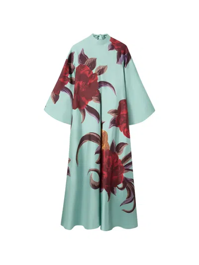 La Doublej Magnifico Maxi Dress In Peony Print In Blue