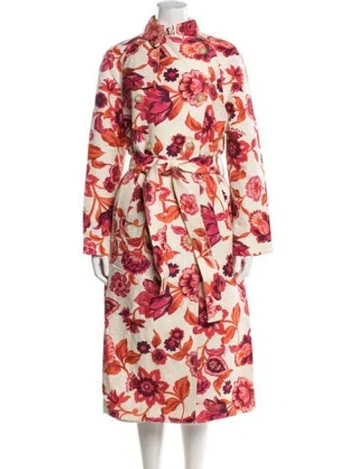 Pre-owned La Doublej Floral Print Trench Coat In Multicolor