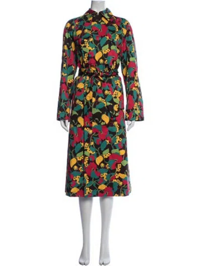 Pre-owned La Doublej Floral Print Trench Coat W/ Tags In Black