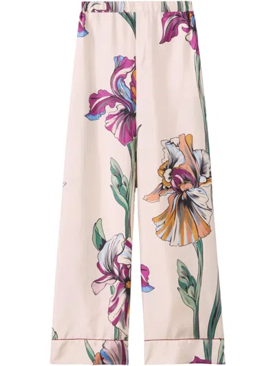 La Doublej Floral-print Trousers In Nude