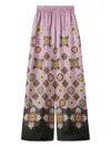 La Doublej Icon Palazzo Printed Silk-twill Wide-leg Pants In Purple