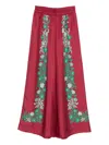La Doublej Palazzo Printed Silk Wide-leg Pants In Red