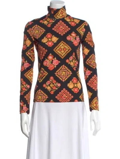 Pre-owned La Doublej Floral Print Turtleneck Sweatshirt In Multi