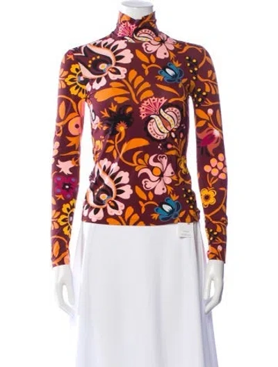 Pre-owned La Doublej Floral Print Turtleneck Top In Multi