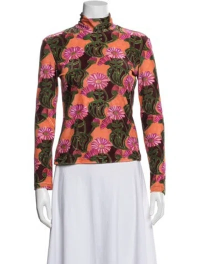 Pre-owned La Doublej Floral Print Turtleneck Top In Multi
