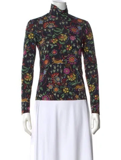 Pre-owned La Doublej Floral Print Turtleneck Top In Multi