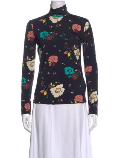 Pre-owned La Doublej Floral Print Turtleneck Top In Multi