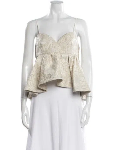 Pre-owned La Doublej Floral Print V-neck Blouse In Neutral