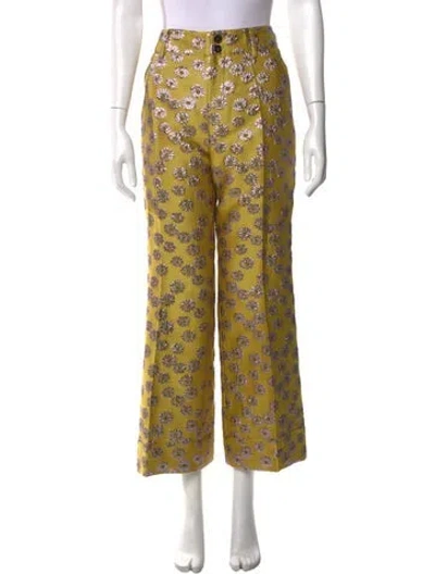Pre-owned La Doublej Floral Print Wide Leg Pants