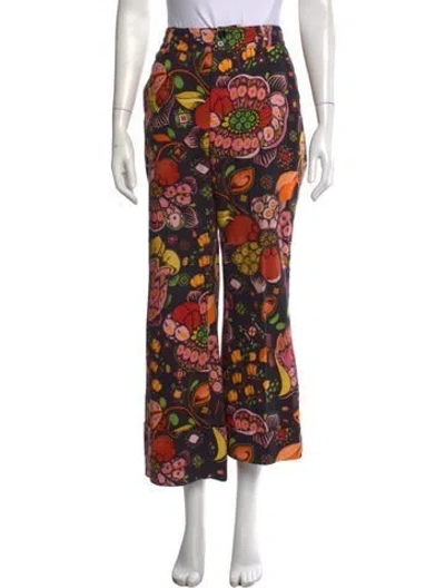 Pre-owned La Doublej Floral Print Wide Leg Pants In Black