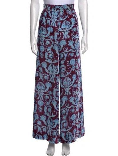 Pre-owned La Doublej Floral Print Wide Leg Pants In Blue