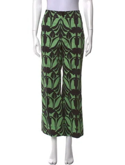 Pre-owned La Doublej Floral Print Wide Leg Pants In Green