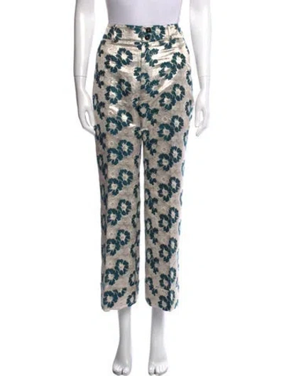 Pre-owned La Doublej Floral Print Wide Leg Pants In Neutral