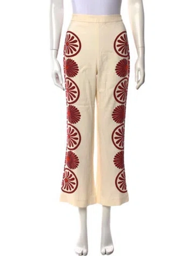 Pre-owned La Doublej Floral Print Wide Leg Pants In Neutrals