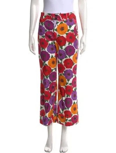 Pre-owned La Doublej Floral Print Wide Leg Pants In Neutrals