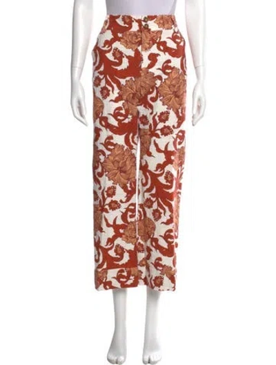 Pre-owned La Doublej Floral Print Wide Leg Pants In Orange