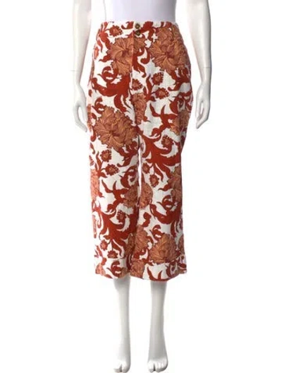 Pre-owned La Doublej Floral Print Wide Leg Pants In Orange