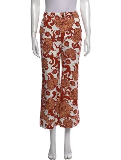 Pre-owned La Doublej Floral Print Wide Leg Pants In Orange