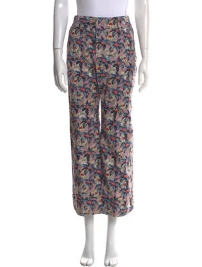 Pre-owned La Doublej Floral Print Wide Leg Pants In Pink