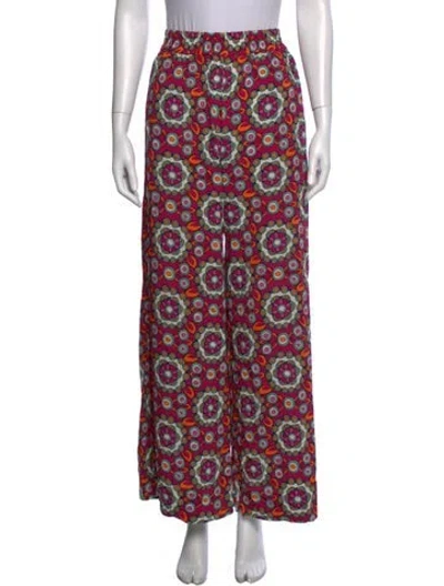 Pre-owned La Doublej Floral Print Wide Leg Pants In Pink