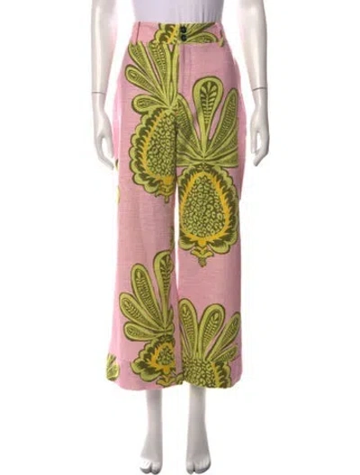 Pre-owned La Doublej Floral Print Wide Leg Pants In Pink