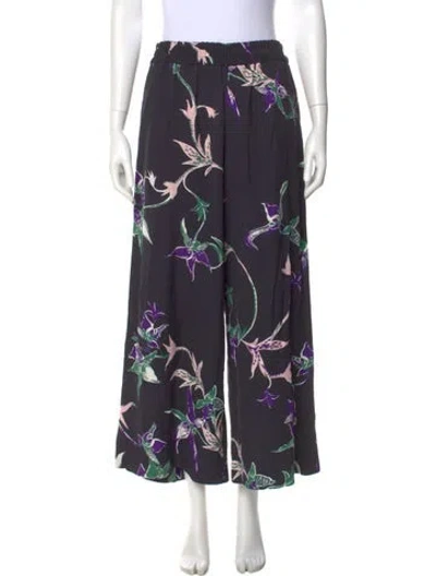 Pre-owned La Doublej Floral Print Wide Leg Pants In Purple