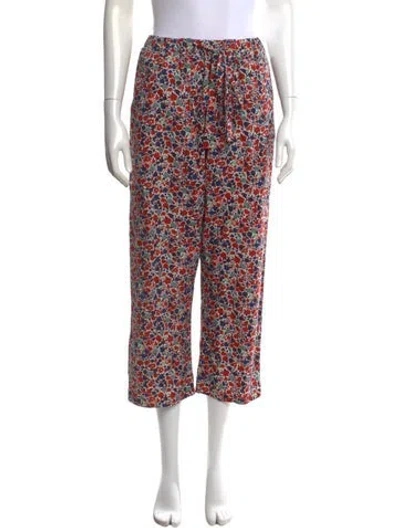 Pre-owned La Doublej Floral Print Wide Leg Pants In Red