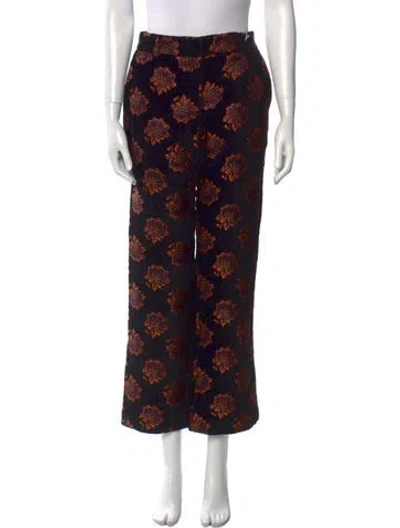 Pre-owned La Doublej Floral Print Wide Leg Pants W/ Tags In Black