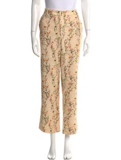 Pre-owned La Doublej Floral Print Wide Leg Pants W/ Tags In Neutral