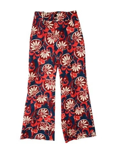 Pre-owned La Doublej Floral Print Wide Leg Pants W/ Tags In Red