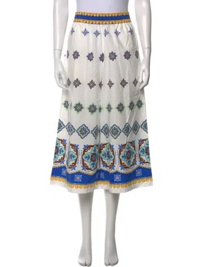 Pre-owned La Doublej Floral Print Wide Leg Pants In White