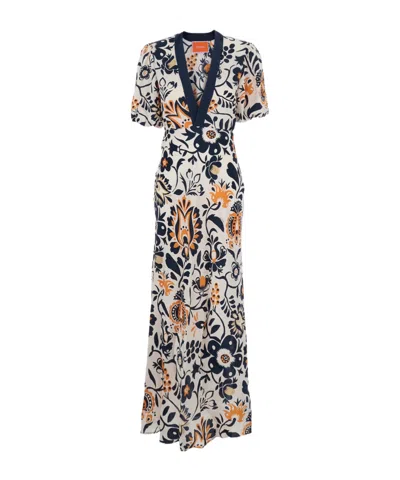 LA DOUBLEJ FLORAL PUFF-SLEEVE DRESS