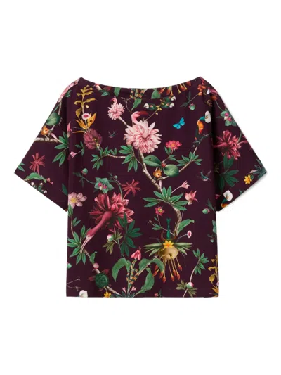 La Doublej Floral Short-sleeve Blouse In Multi