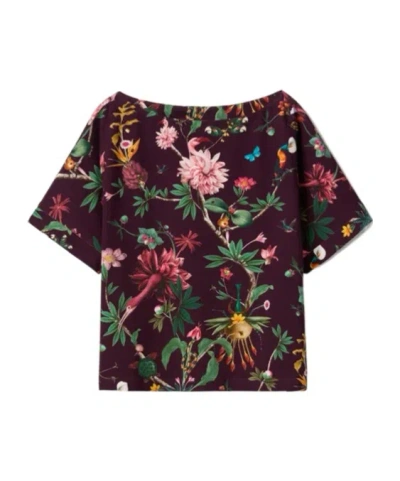 La Doublej Floral Short-sleeve Blouse In Red