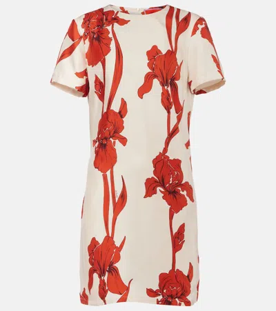 La Doublej Floral-print Silk-twill Mini Dress In Iris Dark Orange
